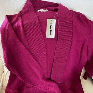 TanJay Raspberry Fuchsia Open Front Cardigan